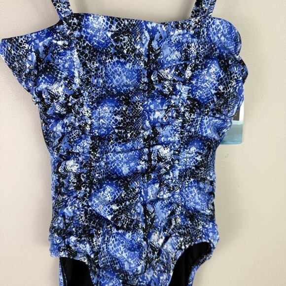 Swim Solutions One-Piece Swimsuit Sz 10 Blue Animal Print Tummy Control NWT - Picture 7 of 9